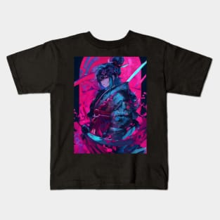 Neon samurai japanese princess Kids T-Shirt